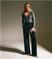 Women's Gunmetal Glitter V-Neck Bodysuit New Look