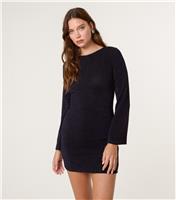 Women's Navy Glitter Mini Dress Blue Vanilla New Look