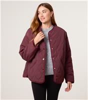 Women's Burgundy Quilted Buttoned Pocket Jacket Blue Vanilla New Look