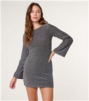 Women's Black Glitter Mini Dress Blue Vanilla New Look