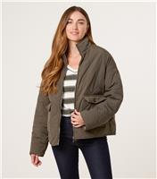 Women's Khaki Quilted Buttoned Pocket Jacket Blue Vanilla New Look