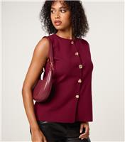 Women's Light Burgundy Knitted Tailored Vest Blue Vanilla New Look