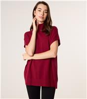 Women's Burgundy Knitted High Neck Top Blue Vanilla New Look