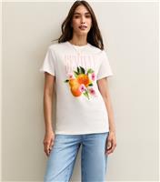 Women's White Seville Logo Print Crew Neck T-shirt New Look