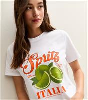 Women's White Spritz Lime Print T-Shirt New Look