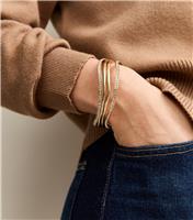 Pack of 4 Gold Tone Diamante Curve Bangles New Look