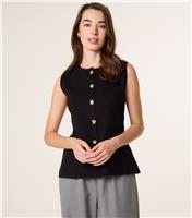 Women's Black Knit Tailored Waistcoat Blue Vanilla New Look