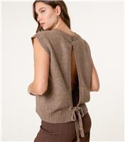 Women's Brown Round Neck Vest Top Blue Vanilla New Look