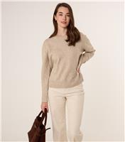 Women's Oatmeal Slit Tie Back Jumper Blue Vanilla New Look