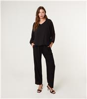 Women's Black Metallic Patterned Trousers Blue Vanilla New Look