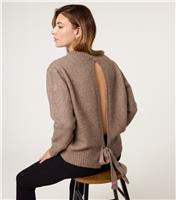 Women's Brown Knotted Back Jumper Blue Vanilla New Look