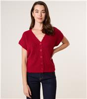 Women's Red Fluffy Short Sleeve Cardigan Blue Vanilla New Look