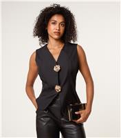 Women's Black Sleeveless Tailored Vest Blue Vanilla New Look