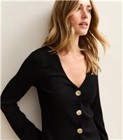Women's Black Crinkle Texture Cardigan New Look