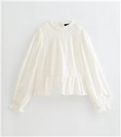 Women's Tall White Lace Insert High Neck Blouse New Look