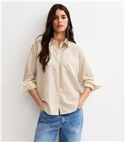 Women's White Pinstripe Oversized Pocket Shirt New Look