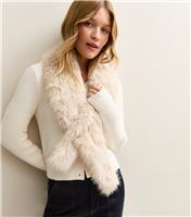 Cream Faux Fur Stole Scarf New Look