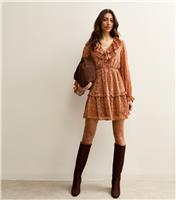 Women's Tall Orange Paisley Chiffon Mini Dress New Look