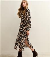 Women's Cream Animal Print Buckle Shirt Midi Dress New Look