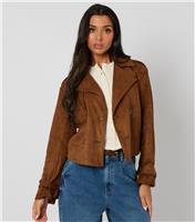 Women's Brown Faux Suede Trench Jacket Urban Bliss New Look