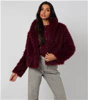 Women's Dark Burgundy Faux Fur Jacket Urban Bliss New Look
