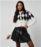 Women's Light Grey Argyle Placement Cardigan Urban Bliss New Look