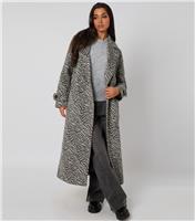 Women's Grey Zebra Pattern Long Coat Urban Bliss New Look