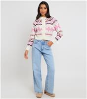 Women's Cream Fair Isle Knit Cardigan Urban Bliss New Look