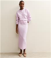 Women's Lilac Cable Knit Midi Skirt New Look