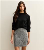 Women's Grey Monochrome Checked Tube Skirt New Look