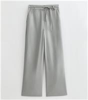 Women's Light Grey Tie Waist Wide Leg Trousers New Look