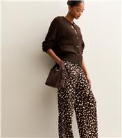 Women's Brown Abstract Print Textured Wide Leg Trousers New Look