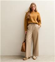 Women's Brown Striped Tie Waist Wide Leg Trousers New Look