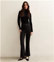 Women's Black Mid Waist Flared Trousers New Look