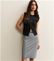 Women's Black Houndstooth Belted Pencil Skirt New Look
