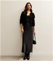 Women's Tall Black Satin Midi Skirt New Look