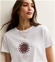 Women's White Soleil Graphic Cotton T-Shirt New Look