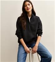 Women's Black Quarter Zip Top New Look