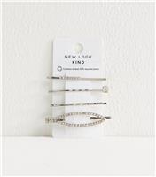 Pack of 4 Silver Tone Mixed Diamante Slides New Look