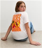 Girls' White California Peaches Print T-Shirt New Look