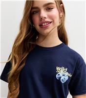 Girls' Navy Wild Blueberries Print T-Shirt New Look
