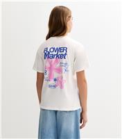 Girls' White Flower Market Print T-Shirt New Look