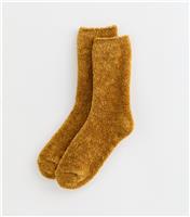 Dark Yellow Chenille Ankle Socks New Look