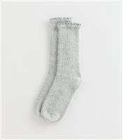 Grey Ribbed Frill Trim Ankle Socks New Look