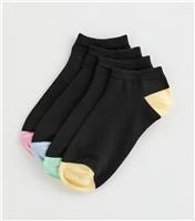 Pack of 4 Black Contrast Toe and Heel Trainer Socks New Look