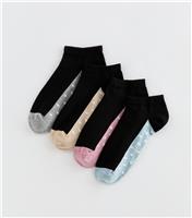 Pack of 4 Black Love Heart Sole Trainer Socks New Look