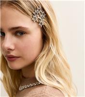 Pack Of 2 Silver Tone Diamante Star Slides New Look