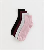 Pack of 4 Multi Colour Ribbed Trainer Socks New Look