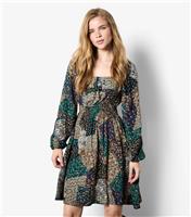 Women's Khaki Patchwork Print Dress Apricot New Look