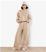 Women's Brown Floral Embroidered Trousers Apricot New Look